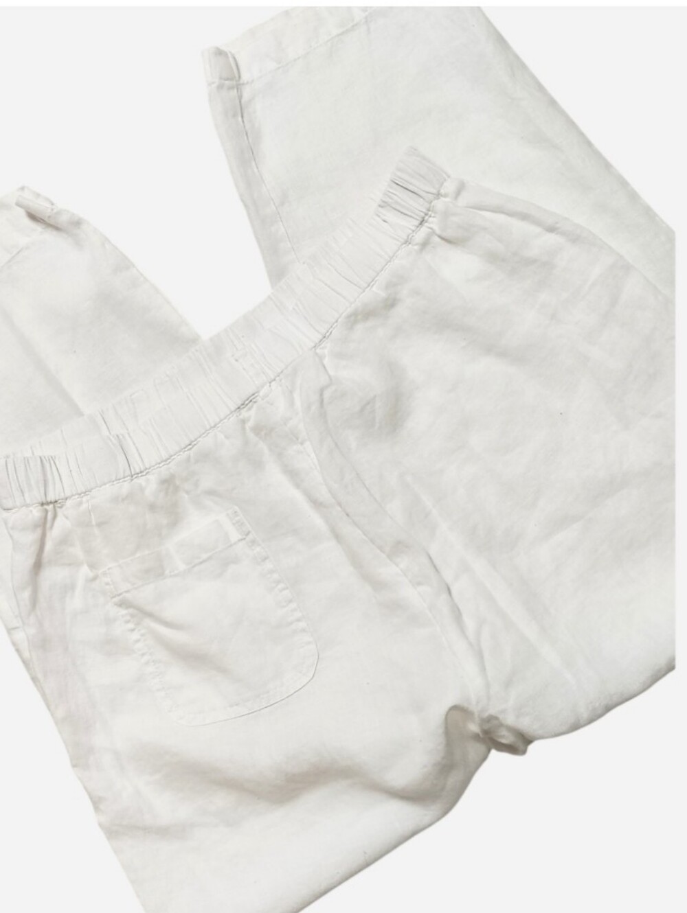 Quince White 100% European Linen Pants Women's Large Relaxed Lagenlook Coastal - Picture 6 of 10